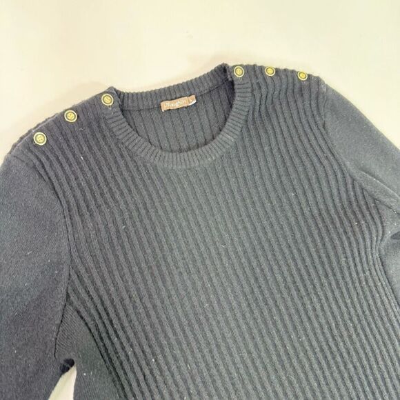 J. McLaughlin Seaspray Sweater Womens Large Black Cashmere Button Shoulder - Picture 2 of 8